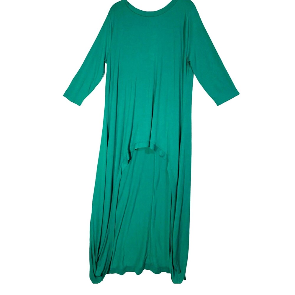 Zenana Premium Womens Maxi High Low Tunic Top XL Green Knit 3/4 Sleeves